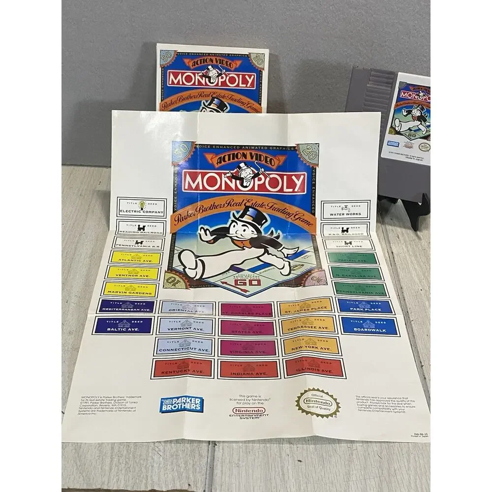 Monopoly Nintendo NES Game With Box and Map
